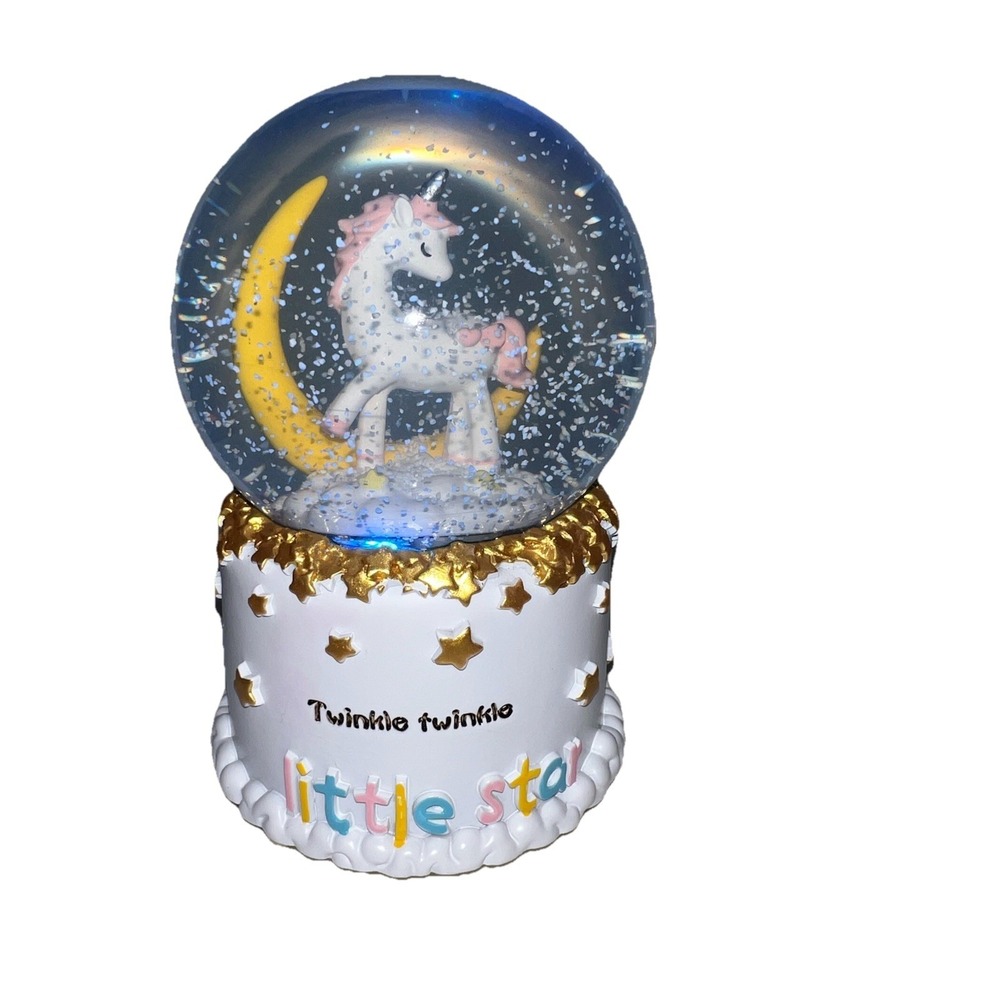 (..4N)Unicorn Snow Globe Music Box with Night Light
